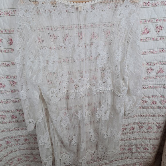 Paper + Tee White Lace Duster Cardigan 2X Bohemian Layering Cover Up - Picture 1 of 7
